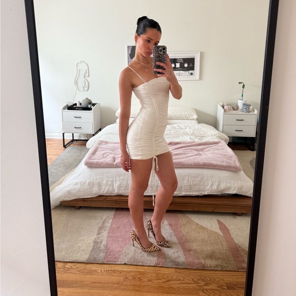 White ruched dress